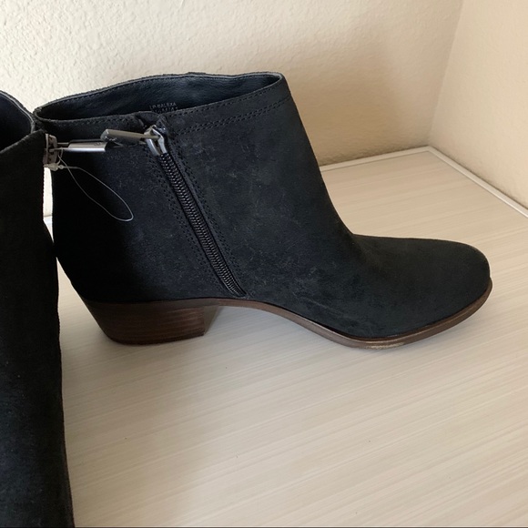 Lucky Brand Balexa Leather Suede Ankle Zip Booties in Black NEW - Picture 5 of 7